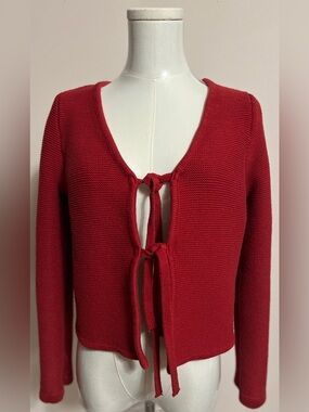 Miou Muse Long Sleeve Knitted Tie Front Cardigan